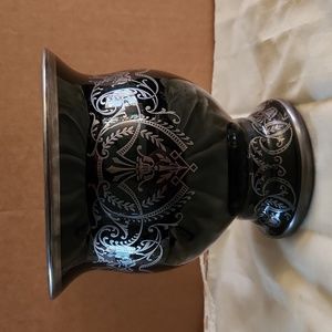 Art Deco Sterling Silver Overlay  Black Vase
